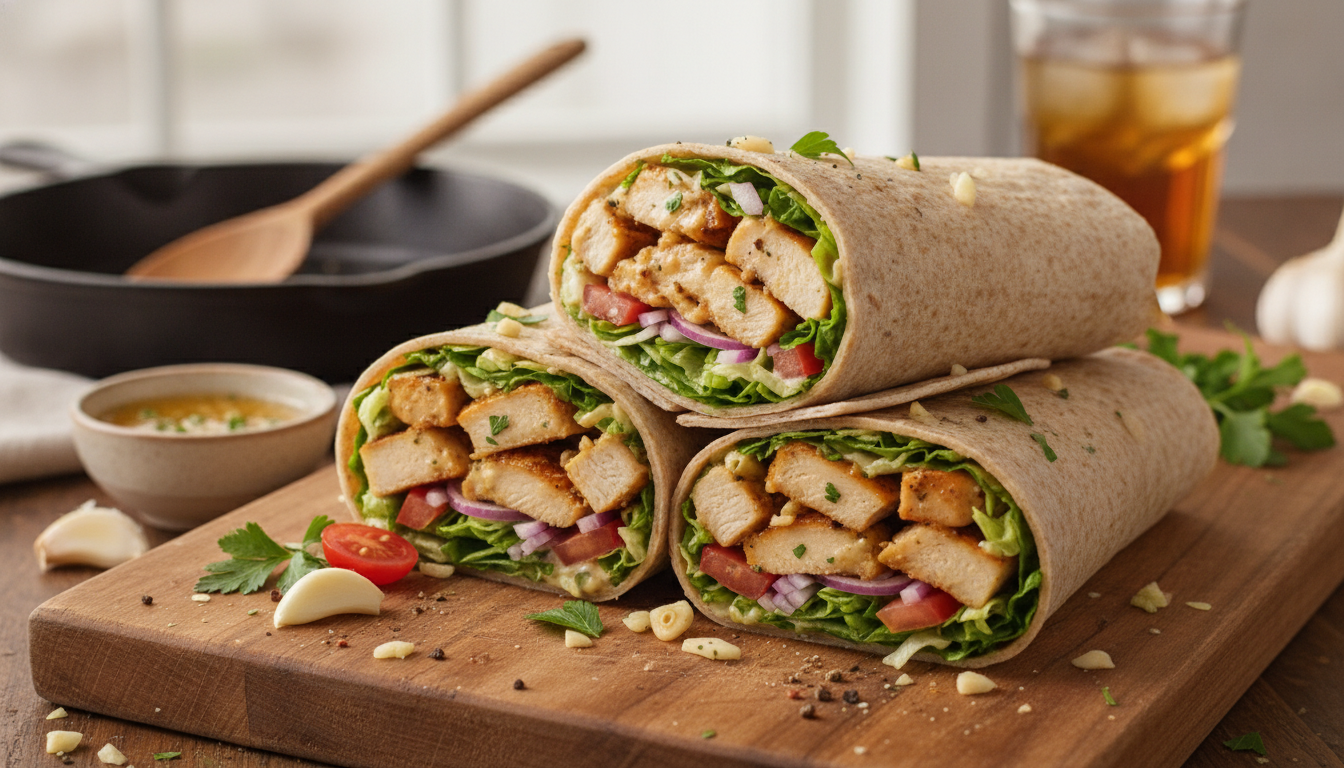 Garlic Butter Chicken Wraps